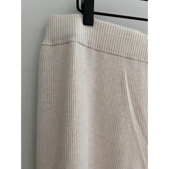 Nuuds Pants Womens 2XL Beige Ribbed Knit Wide Leg Lounge Pull On Soft Stretch - Picture 4 of 9